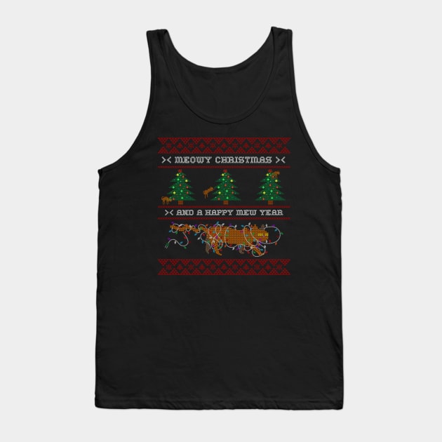 Christmas Cat - Meowy Xmas | Ugly Sweater Tank Top by MrDrajan